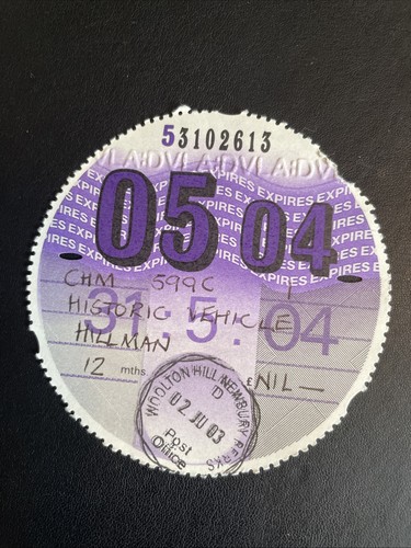 Old tax disc historical - old,