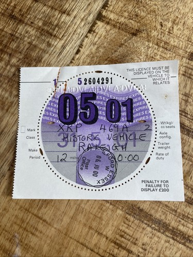 Old tax disc selvedge - old,